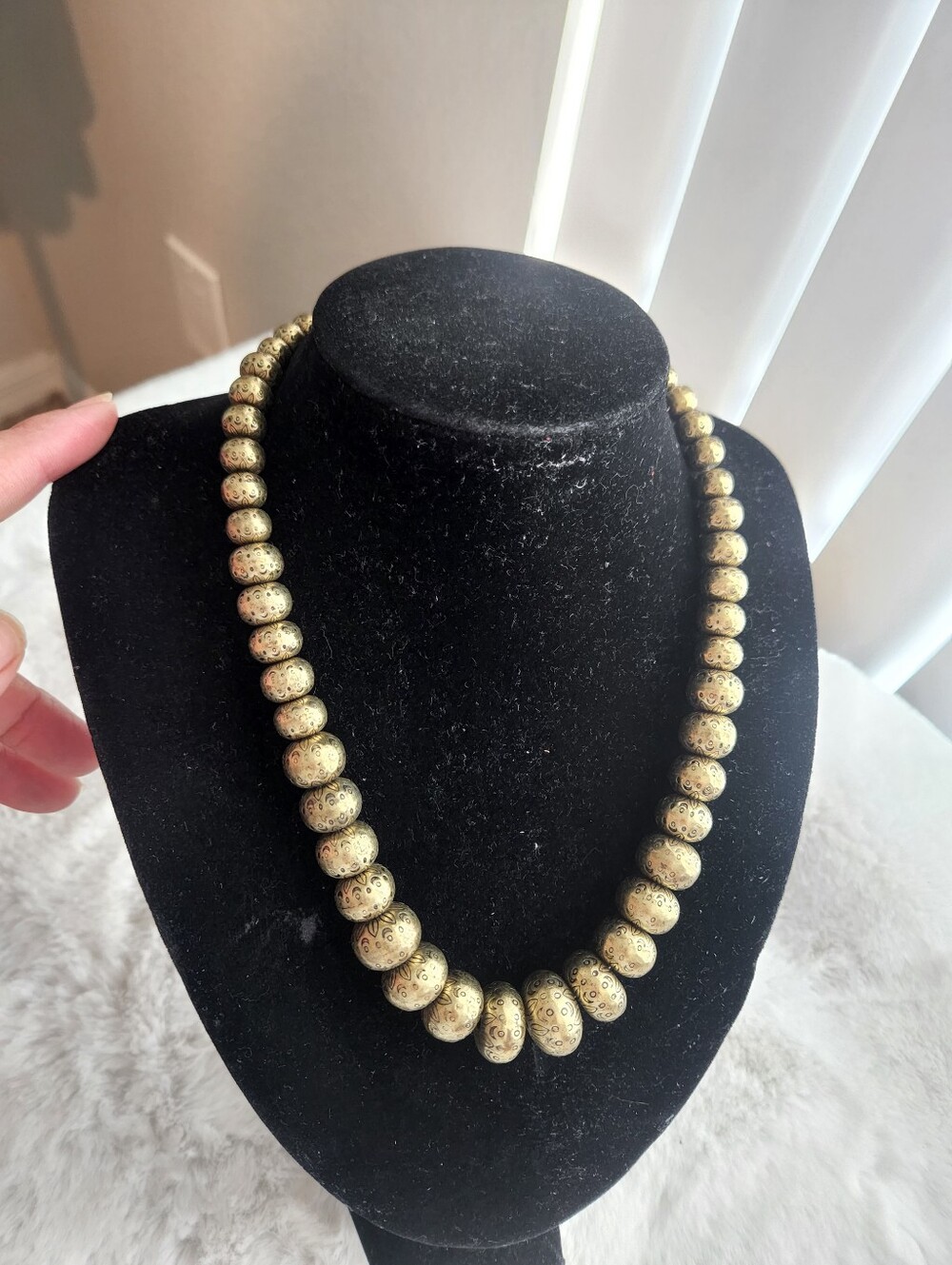 Coldwater Creek Gold-Toned Textured Bead Necklace